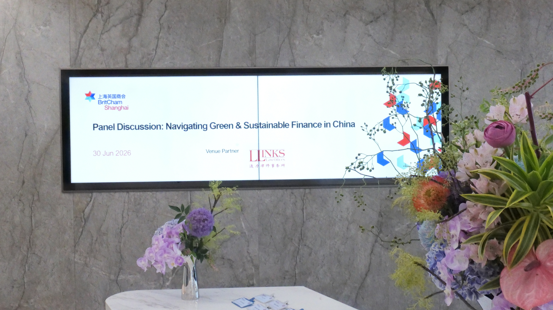BritCham Shanghai panel discussion: Navigating Green & Sustainable Finance in China, 30 June 2026, hosted at Llinks Law Offices.
