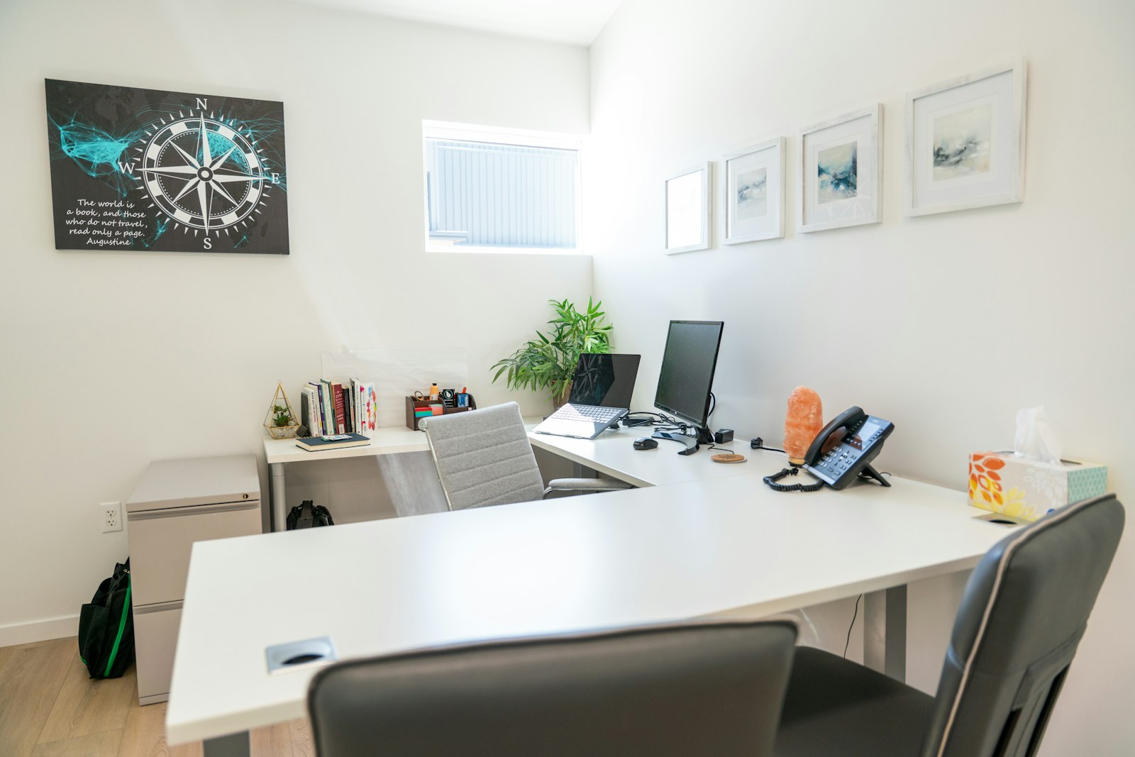 A desktop computer in a professional office